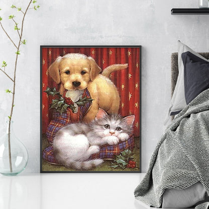 Christmas Puppies And Kittens - 11CT Stamped Cross Stitch 40*50CM