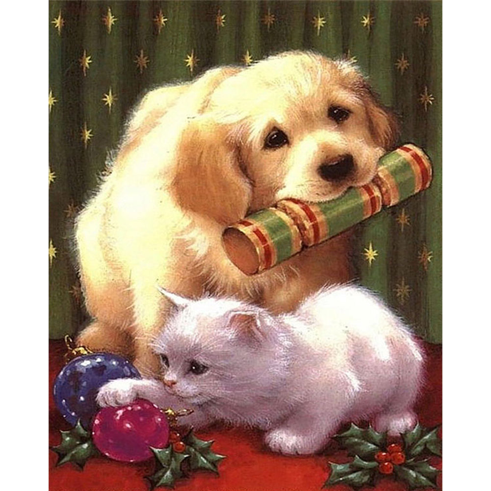 Christmas Puppies And Kittens - 11CT Stamped Cross Stitch 40*50CM