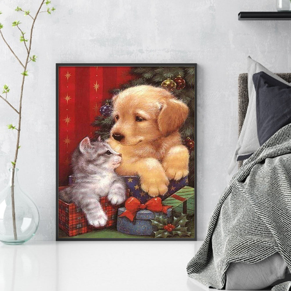 Christmas Puppies And Kittens - 11CT Stamped Cross Stitch 40*50CM