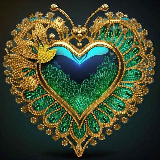 Peacock Heart - Special Shaped Drill Diamond Painting  30*30CM