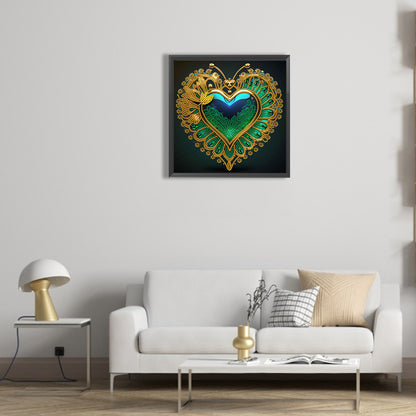 Peacock Heart - Special Shaped Drill Diamond Painting  30*30CM