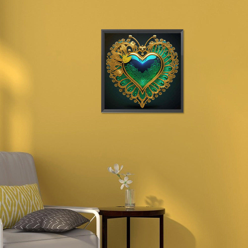 Peacock Heart - Special Shaped Drill Diamond Painting  30*30CM