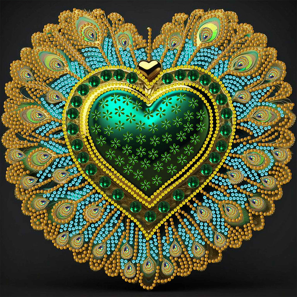 Peacock Heart - Special Shaped Drill Diamond Painting  30*30CM