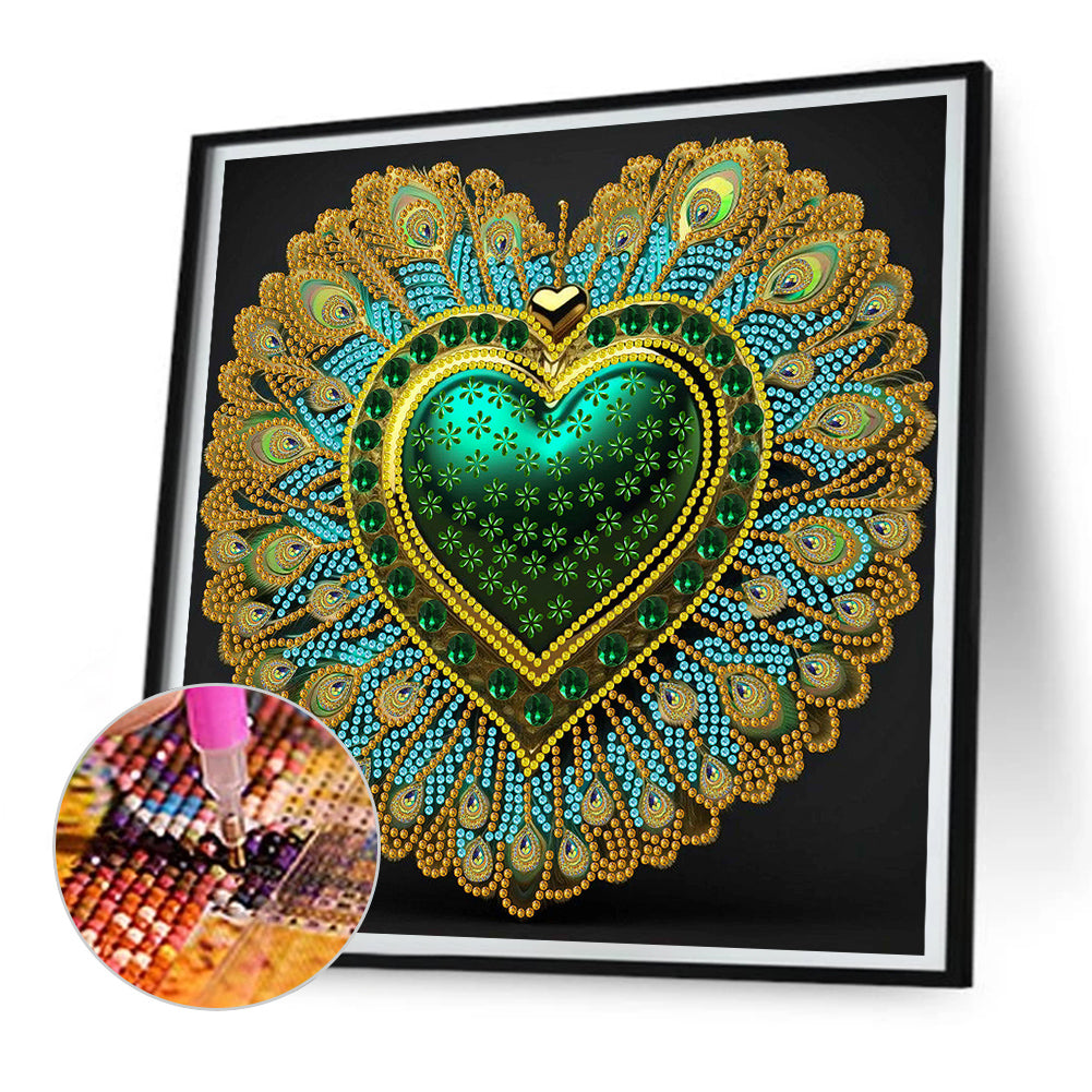 Peacock Heart - Special Shaped Drill Diamond Painting  30*30CM