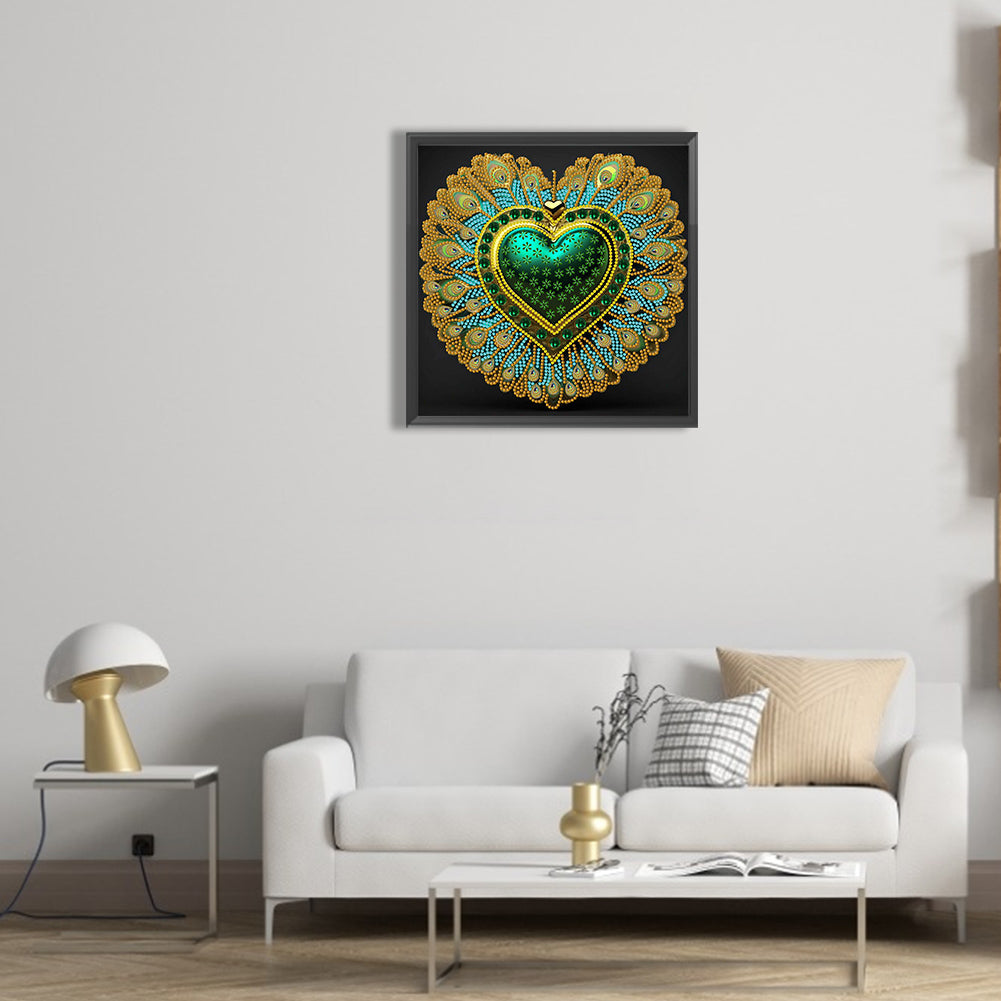 Peacock Heart - Special Shaped Drill Diamond Painting  30*30CM