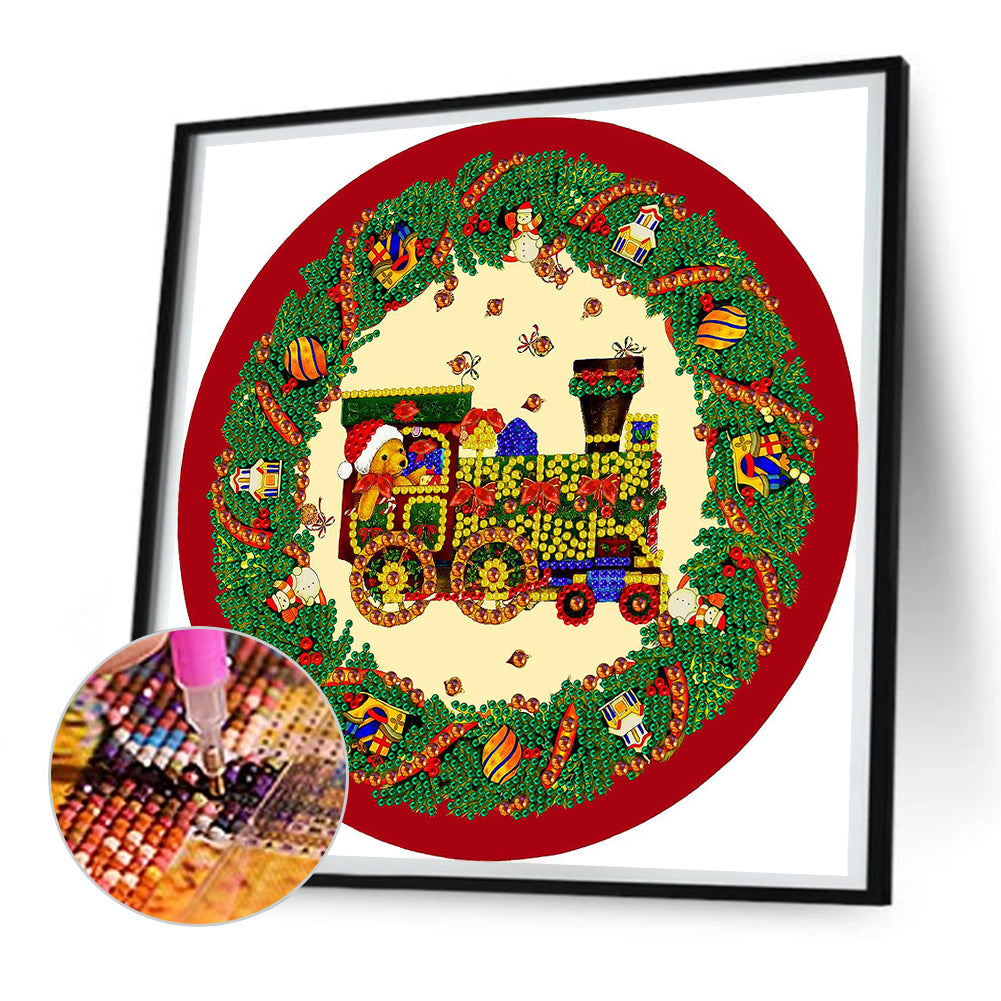 Christmas Wreath Train - Special Shaped Drill Diamond Painting  30*30CM