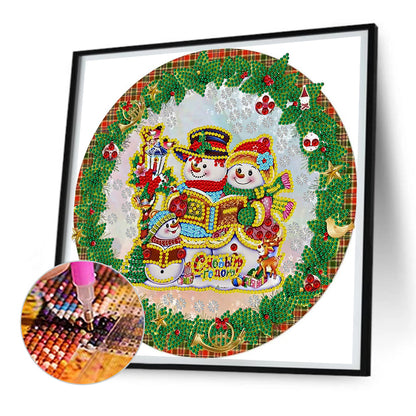 Christmas Wreath Snowman - Special Shaped Drill Diamond Painting  30*30CM