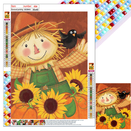 Sunflower Scarecrow - Full Square Drill Diamond Painting 30*40CM