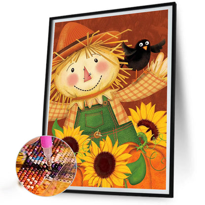 Sunflower Scarecrow - Full Square Drill Diamond Painting 30*40CM