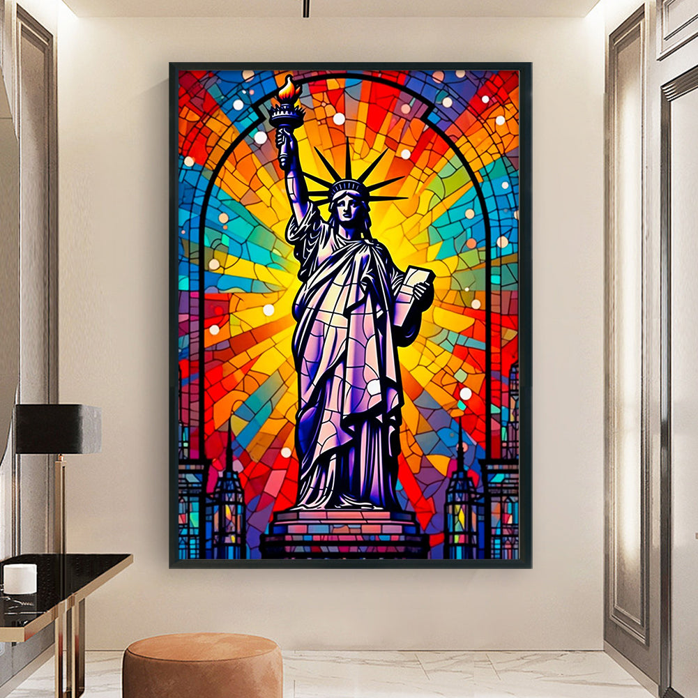 Glass Painting-Statue Of Liberty - 11CT Stamped Cross Stitch 50*70CM