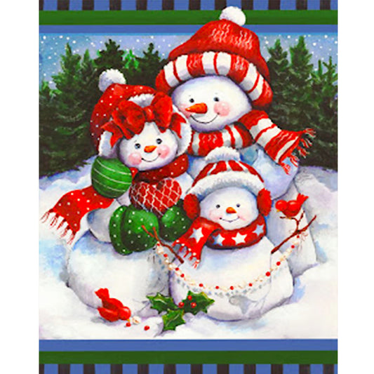 Three Christmas Snowmen - Full Round Drill Diamond Painting 40*50CM