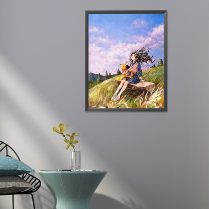 Girl On The Hill - Full Round Drill Diamond Painting 40*50CM