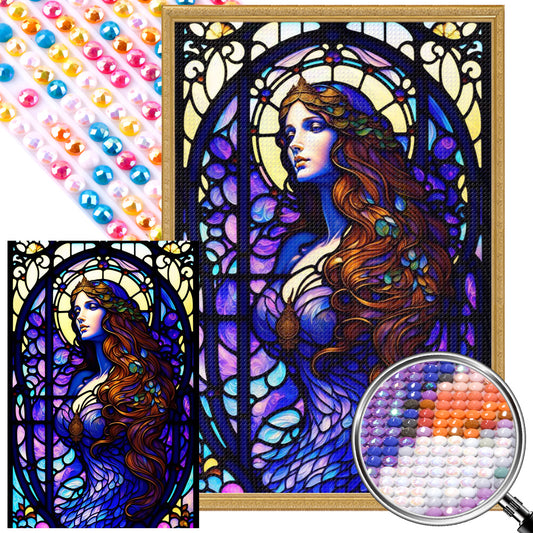 Glass Painted Woman - Full AB Round Drill Diamond Painting 40*60CM