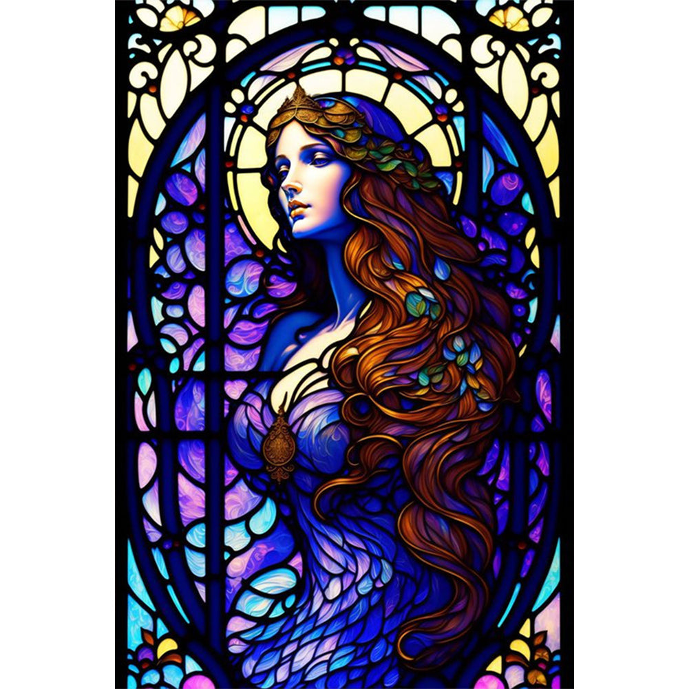 Glass Painted Woman - Full AB Round Drill Diamond Painting 40*60CM