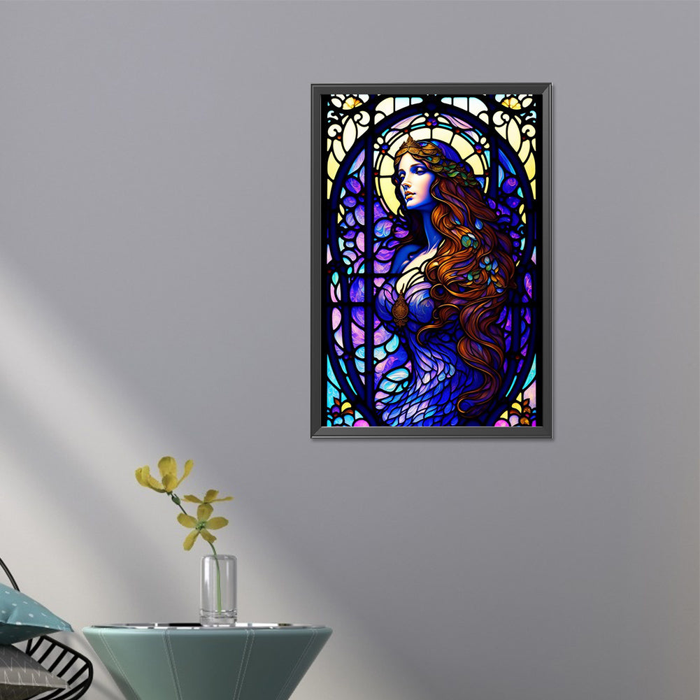 Glass Painted Woman - Full AB Round Drill Diamond Painting 40*60CM