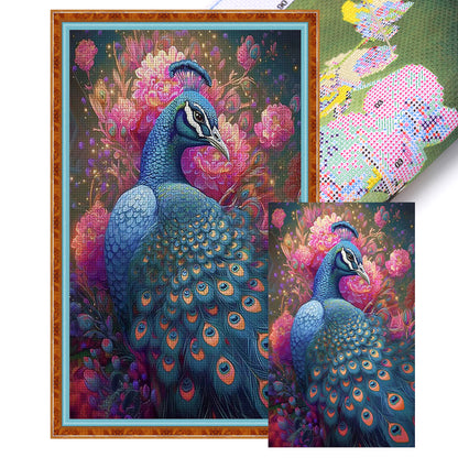 Peacock And Flowers - 11CT Stamped Cross Stitch 40*65CM