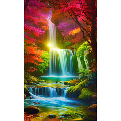 Colorful Landscape Waterfall - 11CT Stamped Cross Stitch 40*65CM