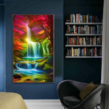 Colorful Landscape Waterfall - 11CT Stamped Cross Stitch 40*65CM