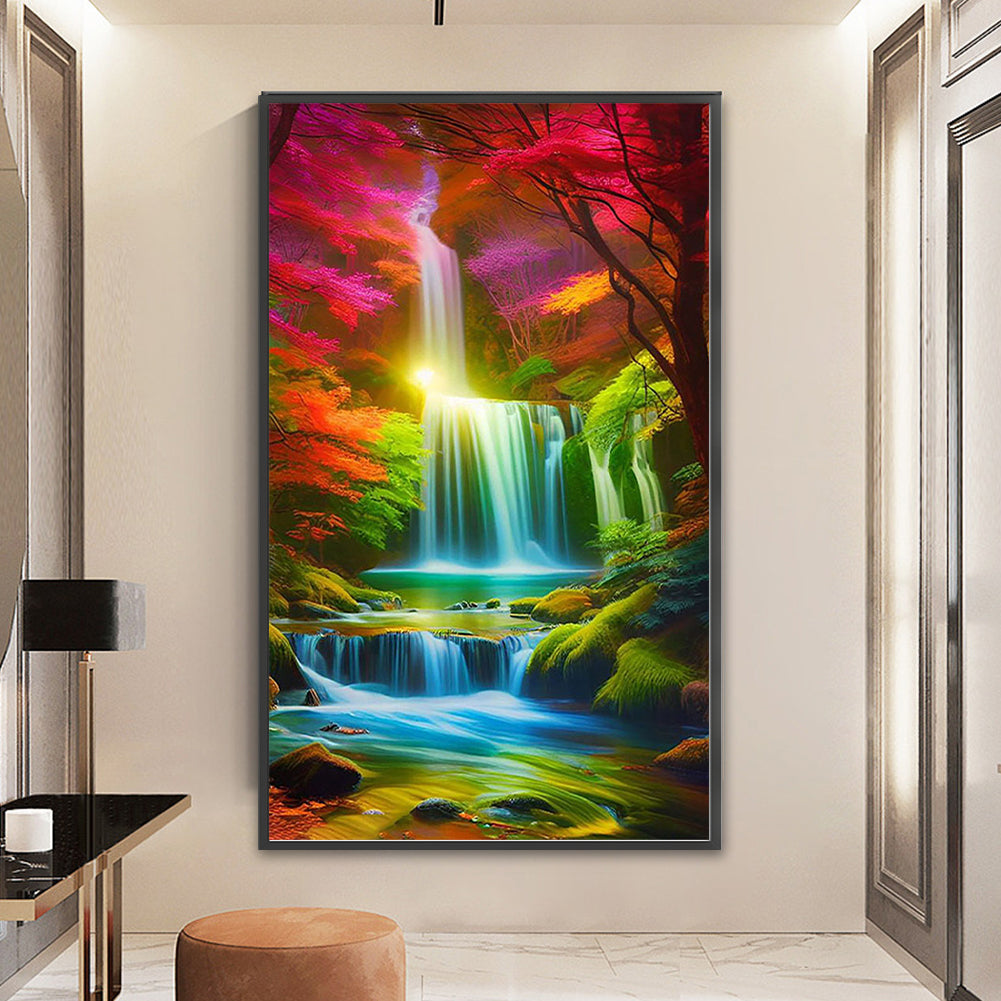 Colorful Landscape Waterfall - 11CT Stamped Cross Stitch 40*65CM