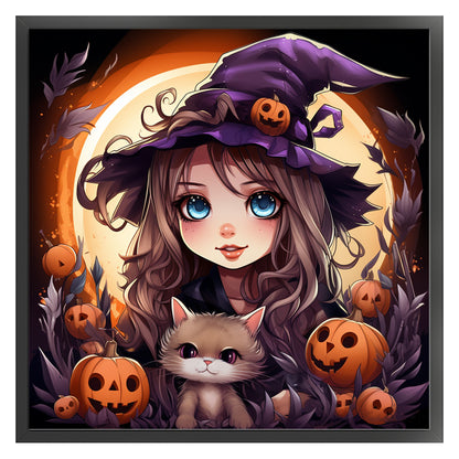 Pumpkin Little Witch - 11CT Stamped Cross Stitch 50*50CM