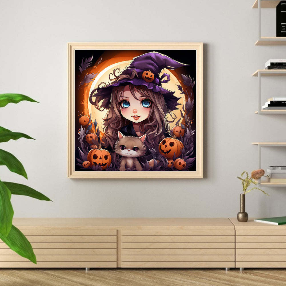 Pumpkin Little Witch - 11CT Stamped Cross Stitch 50*50CM