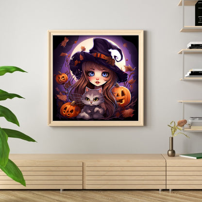 Pumpkin Little Witch - 11CT Stamped Cross Stitch 50*50CM