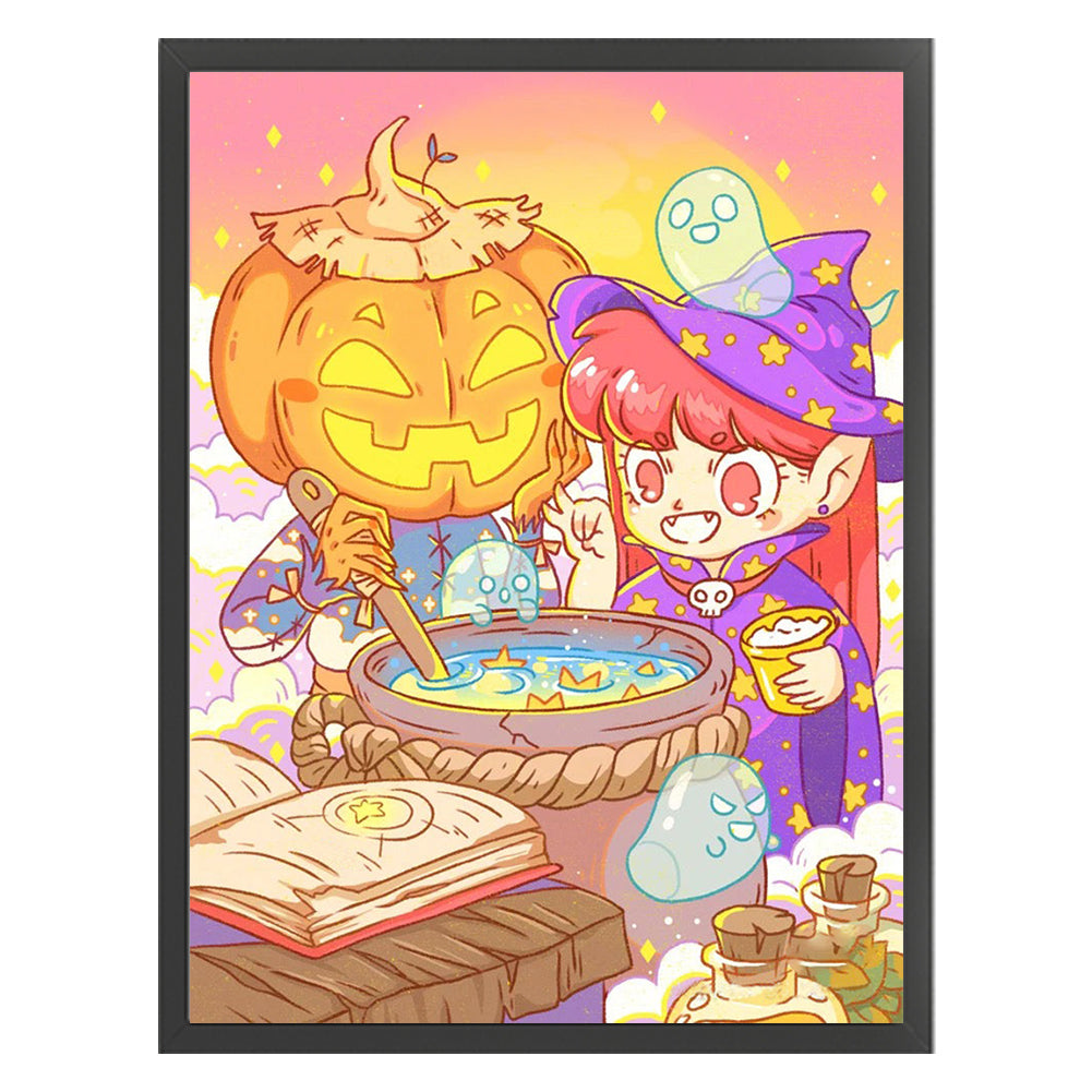 Pumpkin Little Witch - 11CT Stamped Cross Stitch 40*53CM