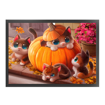 Pumpkin Kitten - 11CT Stamped Cross Stitch 55*40CM