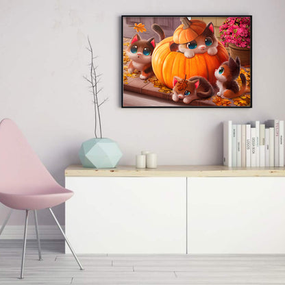 Pumpkin Kitten - 11CT Stamped Cross Stitch 55*40CM