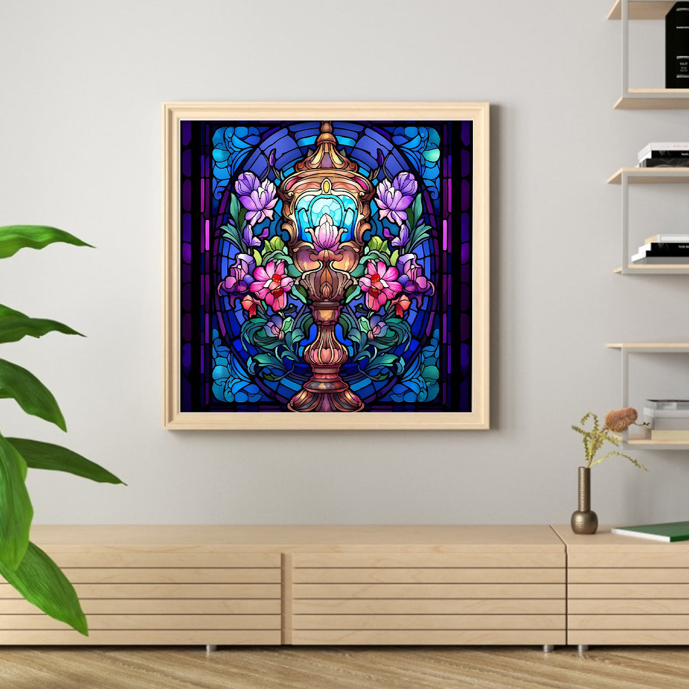 Glass Painting-Flower Lantern - 11CT Stamped Cross Stitch 50*50CM