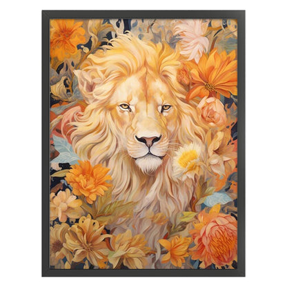 Flowers And Lion - 11CT Stamped Cross Stitch 50*65CM