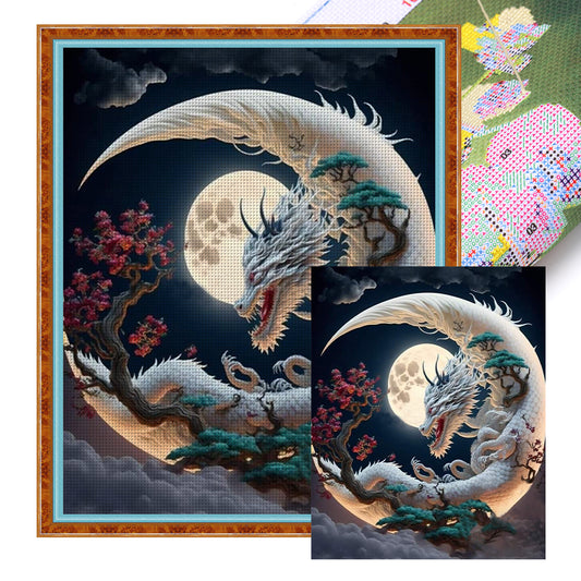 Moon Dragon - 11CT Stamped Cross Stitch 50*60CM