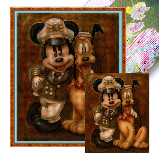 Mickey And Pluto - 11CT Stamped Cross Stitch 50*60CM