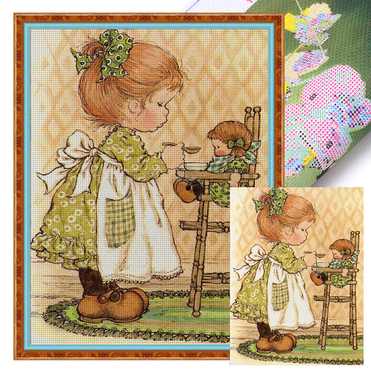 Little Girl Drawing - 11CT Stamped Cross Stitch 50*65CM