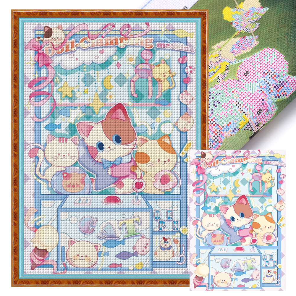 Cartoon Cat - 11CT Stamped Cross Stitch 50*70CM