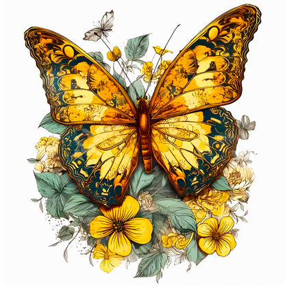 Orange Butterfly - Full Round Drill Diamond Painting 40*40CM