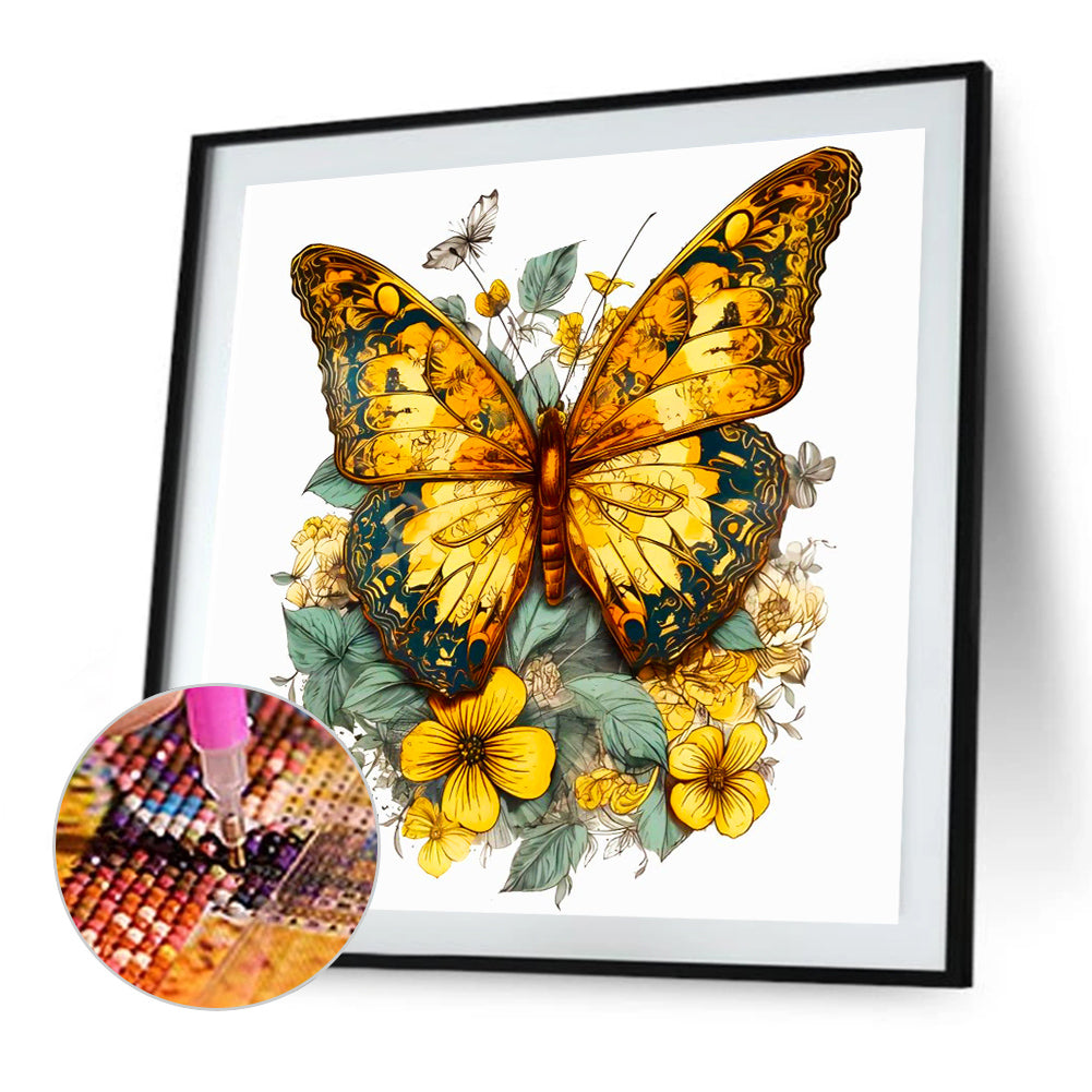 Orange Butterfly - Full Round Drill Diamond Painting 40*40CM