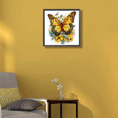 Orange Butterfly - Full Round Drill Diamond Painting 40*40CM