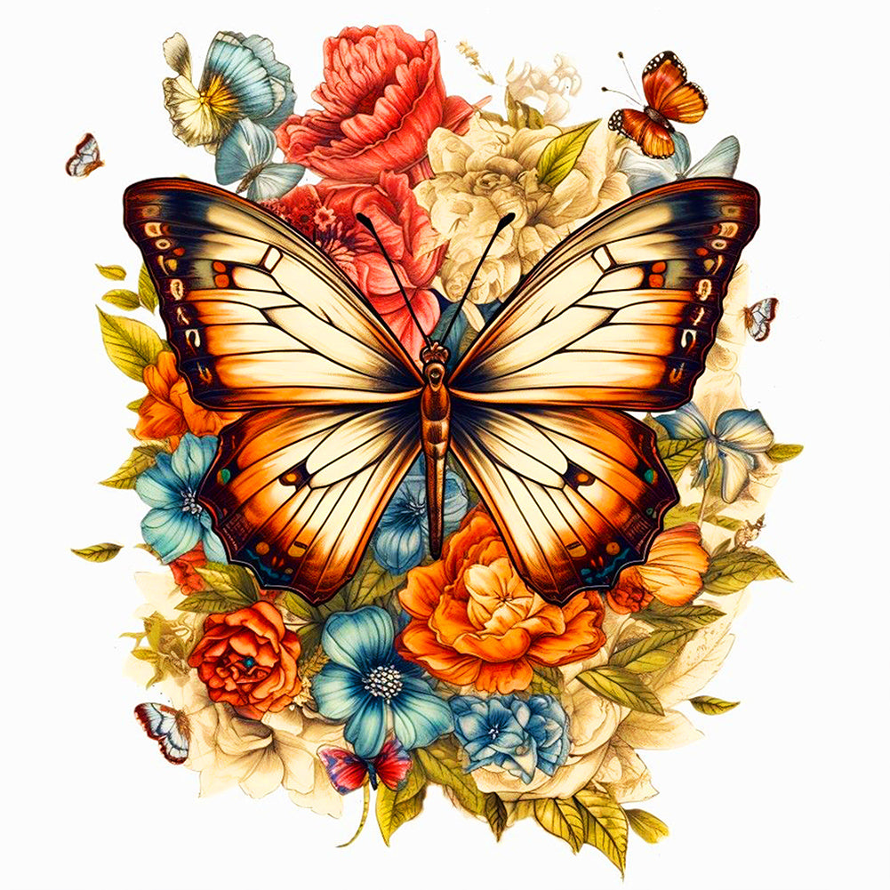 Red-Edged Butterfly - Full Round Drill Diamond Painting 40*40CM