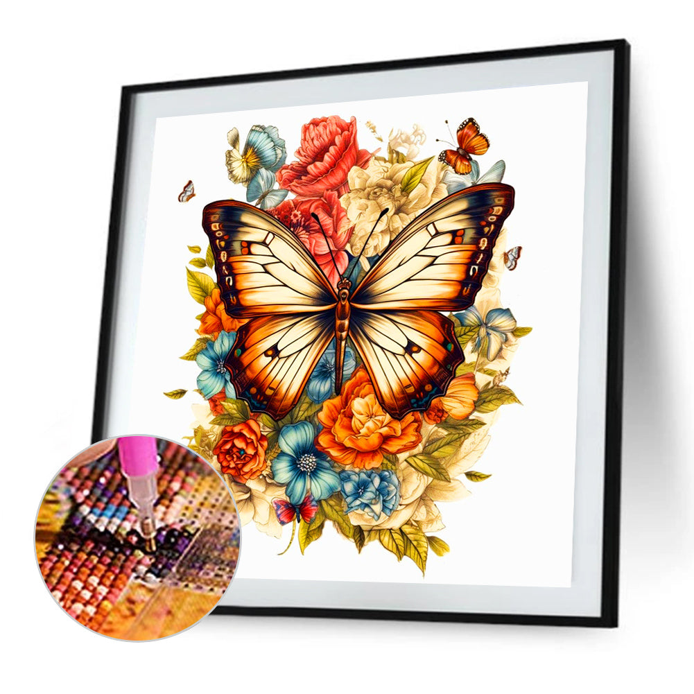 Red-Edged Butterfly - Full Round Drill Diamond Painting 40*40CM