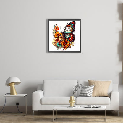 Butterfly On Flower Bush - Full Round Drill Diamond Painting 40*40CM