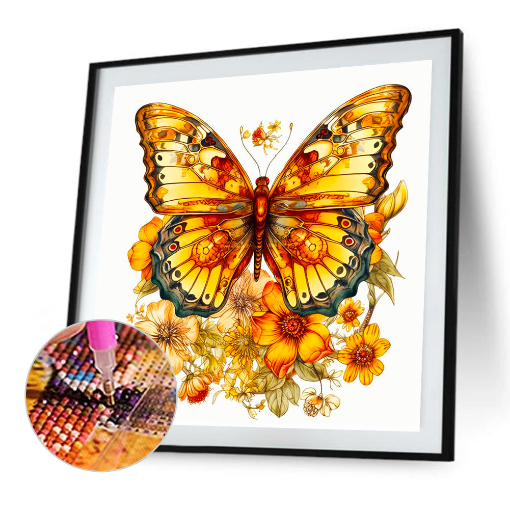 Yellow Butterfly - Full Round Drill Diamond Painting 40*40CM