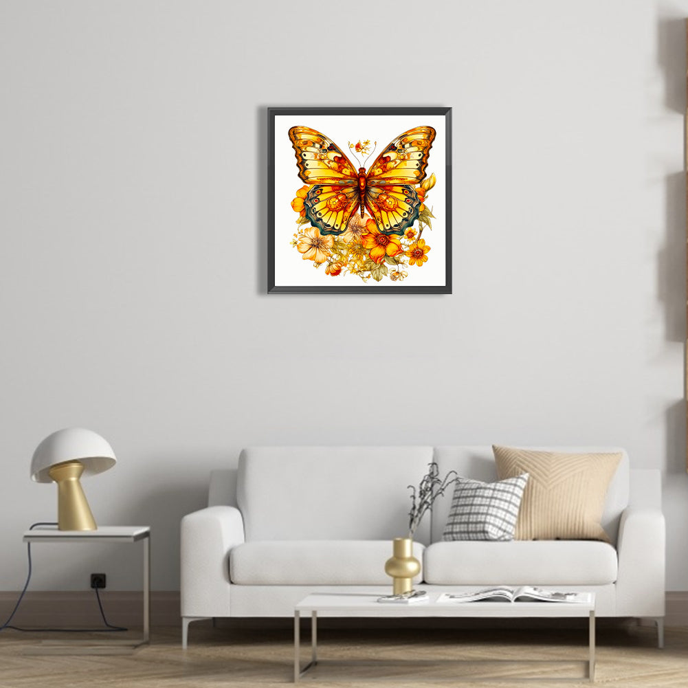 Yellow Butterfly - Full Round Drill Diamond Painting 40*40CM