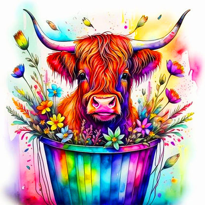Cow In A Bucket - Full Round Drill Diamond Painting 40*40CM