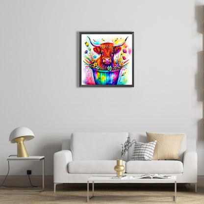 Cow In A Bucket - Full Round Drill Diamond Painting 40*40CM