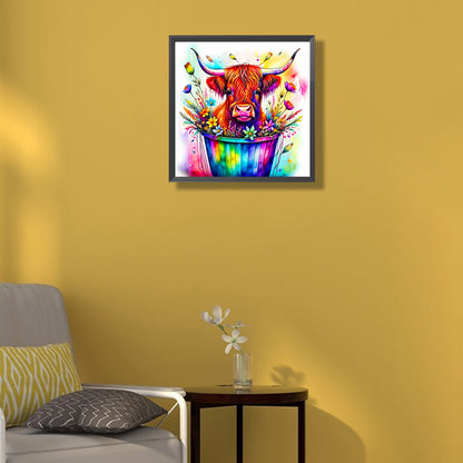 Cow In A Bucket - Full Round Drill Diamond Painting 40*40CM