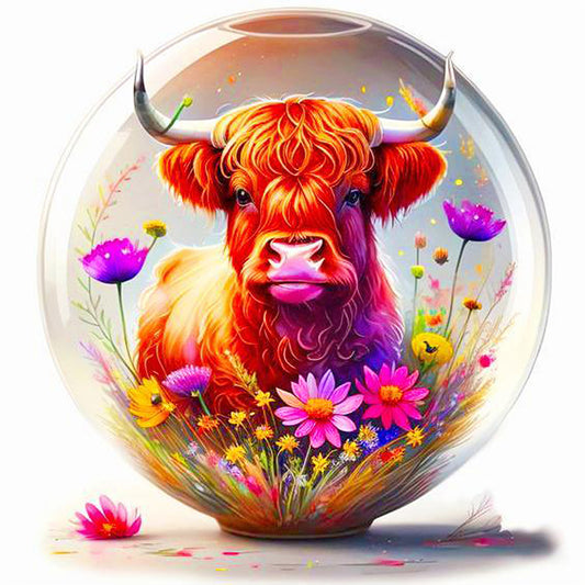 The Cow In The Flower Crystal - Full Round Drill Diamond Painting 40*40CM