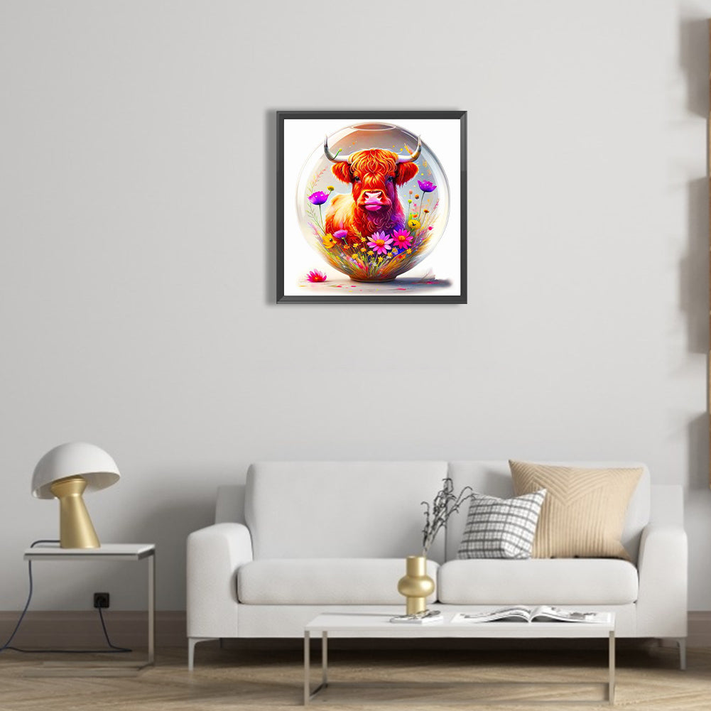 The Cow In The Flower Crystal - Full Round Drill Diamond Painting 40*40CM