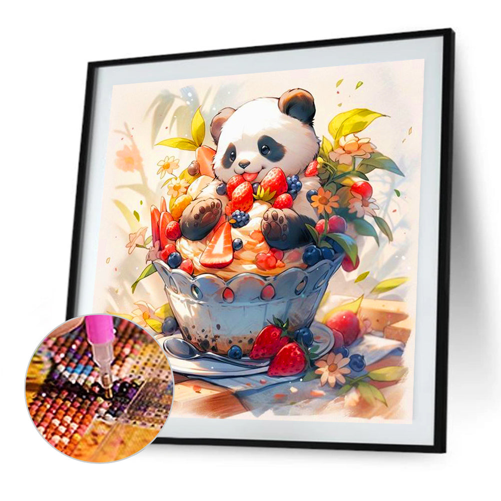 Pandas On The Ai Cake - Full Round Drill Diamond Painting 40*40CM