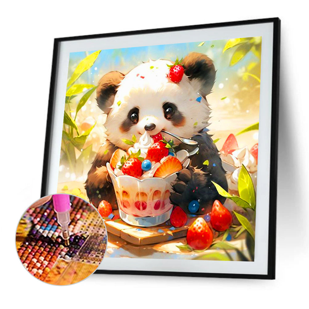 Ai Panda Eating Cake - Full Round Drill Diamond Painting 40*40CM